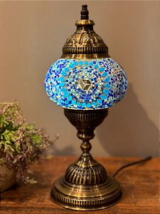 Luminária Turca - Mosaico - Tamanho M - Azul