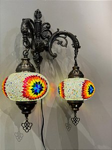 Arandela Turca - Bivolt - Grande - 2 Globos - Colorida