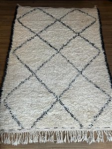 Tapete Marroquino - Beni Berber Ourain - Lã de Ovelha Artesanal - 2,20MT X 1,30MT