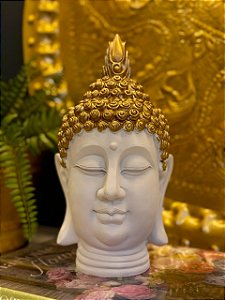 Cabeça De  Buda - Branco e Dourado