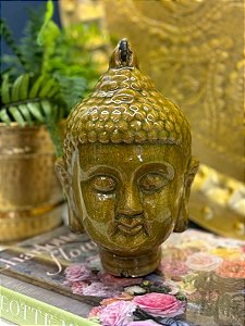 Cabeça De Buda - Ceramica - Verde