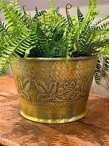 Cachepot em Alumínio - Dourado - Martelado - 29CM