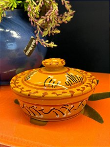 Tagine Saleiro Marroquino - Ceramica - Pitando à mão - Amarelo