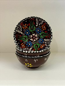 Bowl -  Cerâmica - Turquia - Tamanho Pequeno - Pintura Relevo - Marrom