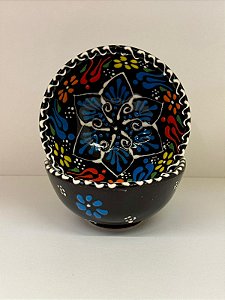 Bowl -  Cerâmica - Turquia - Tamanho Pequeno - Pintura Relevo - Preto