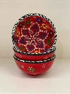 Bowl -  Cerâmica - Turquia - Tamanho Pequeno - Pintura Relevo - Vermelho