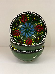 Bowl -  Cerâmica - Turquia - Tamanho Pequeno - Pintura Relevo - Verde