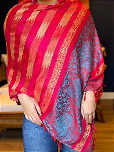 Pashmina de Viscose - Rosa e Colorido