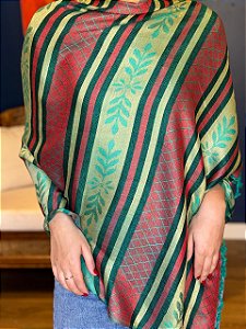 Pashmina de Viscose - Vermelho e Verde