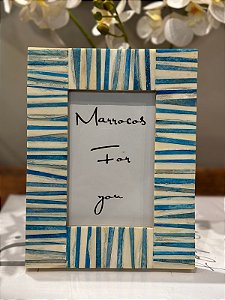 Porta Retrato - Foto 10 x 15 - Osso - Azul Claro