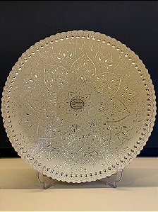 Centro de Mesa em Vitral - Branco e Prata - Grande