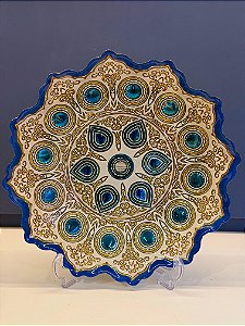 Centro de Mesa em Vitral - Dourado e Azul - Grande