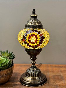 Luminária Turca - Mosaico - Tamanho M - Dourada