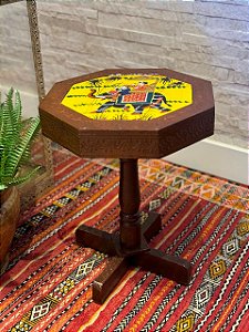 Mesa de Apoio - Madeira - Pintado à Mão - Amarelo - P