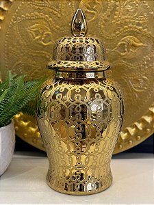 Potiche - Ceramica - Dourado - G - 49CM