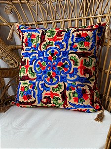 Capa de Almofada Bordada Tassel 45x45 Bege