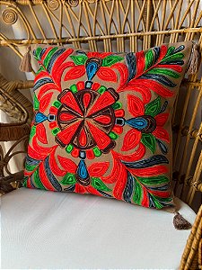 Capa de Almofada Bordada Tassel 45x45 Marrom