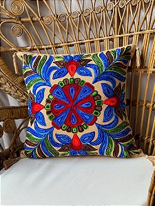 Capa de Almofada Bordada Tassel 45x45 Bege