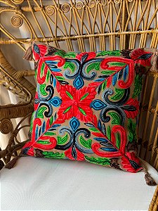 Capa de Almofada Bordada Tassel 45x45 Marrom
