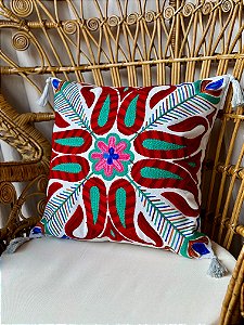 Capa de Almofada Bordada Tassel 45x45 Gelo