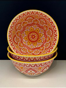 Bowl - Cerâmica - Laranja e Amarelo - Tamanho Médio
