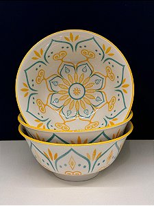 Bowl - Cerâmica - Amarelo e Verde - Tamanho Médio