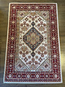 Tapete - Modelo Turco - Vermelho e Bege - 1,40 x 0,90MT