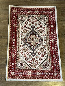 Tapete - Modelo Turco - Vermelho e Bege - 0,90 x 0,60