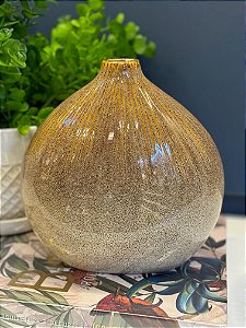 Vaso - Ceramica - Marrom e Bege