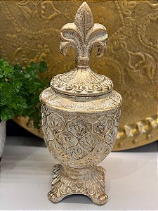 Potiche - Off White e Dourado - Ceramica - 39,5cm