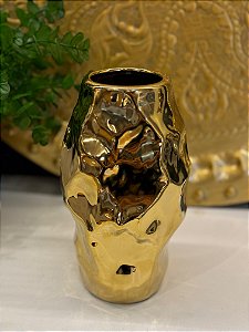 Vaso - Ceramica - Dourado - P