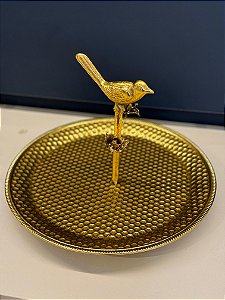 Bandeja - Metal - Dourada - Pássaro