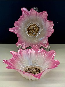 Bowl - Turquia - Vitral - Pintado á mão - Médio - Flor - Rosa