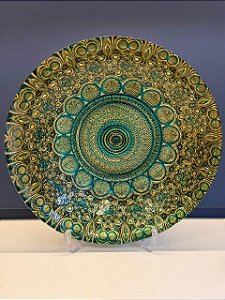 Centro de Mesa em Vitral  - Verde e Dourado - GG