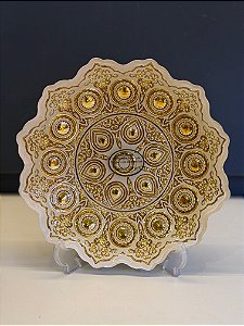 Centro de Mesa em Vitral - Off White e Dourado - Mini