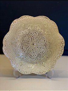 Centro de Mesa em Vitral  - Branco e Prata - Mini