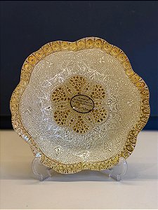 Centro de Mesa em Vitral  - Dourado, Off White e Prata - Mini