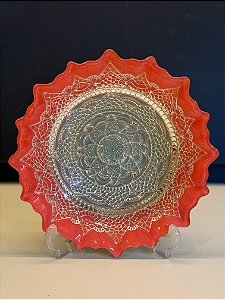 Centro de Mesa em Vitral  - Rosa, Cinza e Prata - Mini