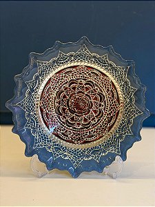 Centro de Mesa em Vitral  - Cinza, Vinho e Prata - Mini