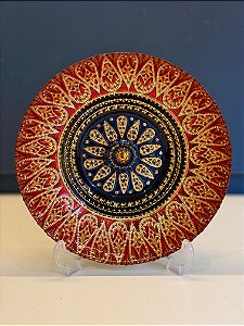 Centro de Mesa em Vitral - Vermelho, Azul e Dourado - Mini