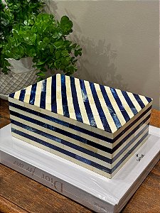 Caixa Decorativa - Osso - Azul Escuro