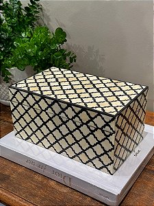 Caixa Decorativa - Osso - Off White e Preto - G