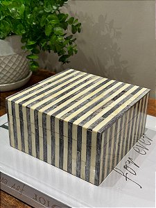 Caixa Decorativa - Osso - Off White e Cinza - M