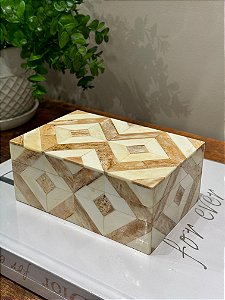 Caixa Decorativa - Osso - Off White e Marrom