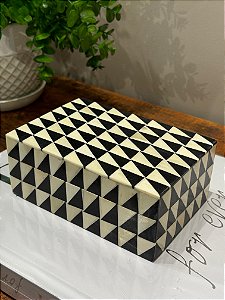 Caixa Decorativa - Osso - Preto e Off White