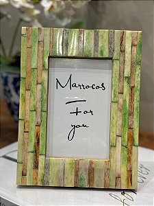 Porta Retrato - Foto 10 x 15 - Osso - Verde e Marrom