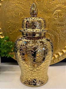 Potiche - Ceramica - Dourado - G - 49CM