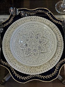 Aparelho de Jantar Turco - Vitral - 8 peças - Branco e Prata