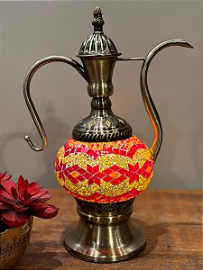 Luminária Turca Ânfora Tamanho M Vermelho, Laranja e Amarelo