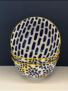 Bowl - Cerâmica - Azul e Amarelo - Tamanho Grande